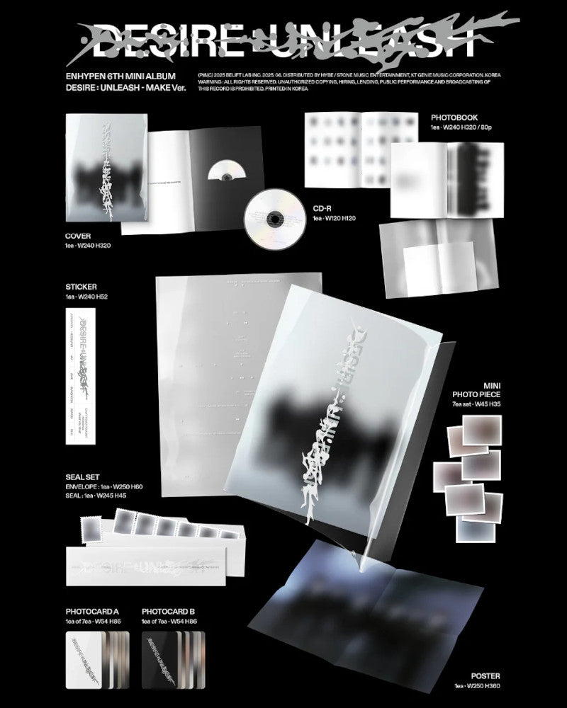 ENHYPEN - 6th mini album [DESIRE : UNLEASH] (3 Versions)