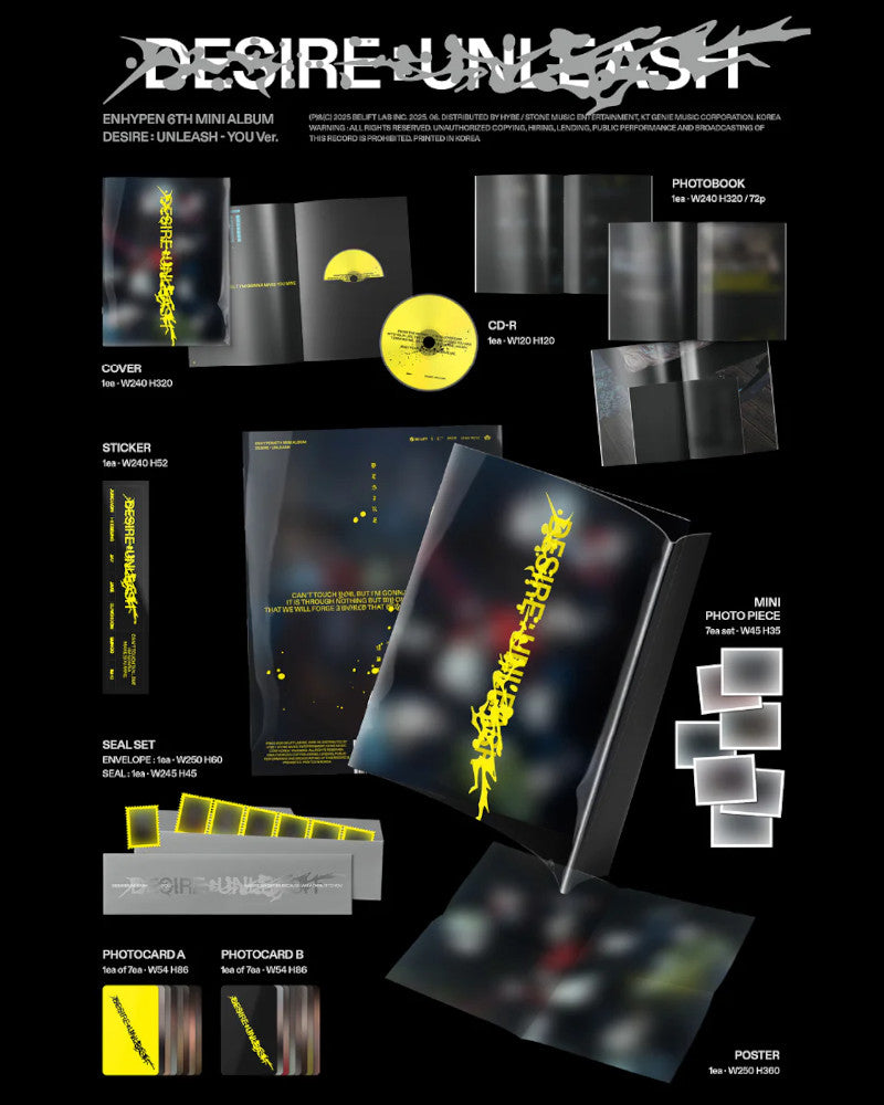 ENHYPEN - 6th mini album [DESIRE : UNLEASH] (3 Versions)